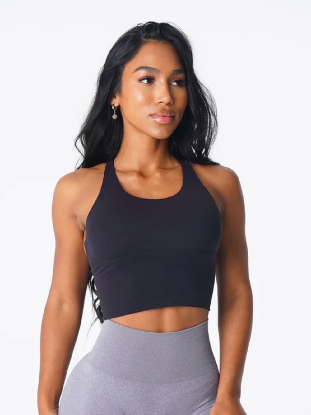 Black Strappy Back Sports Bra - Picture 2 of 6